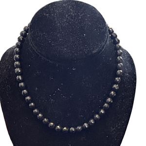 Black Spinel  Faceted Bead Necklace With 925 Closure